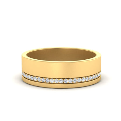 Men’s Asymmetrical Diamond Groove Band | Modern Half Channel Design
