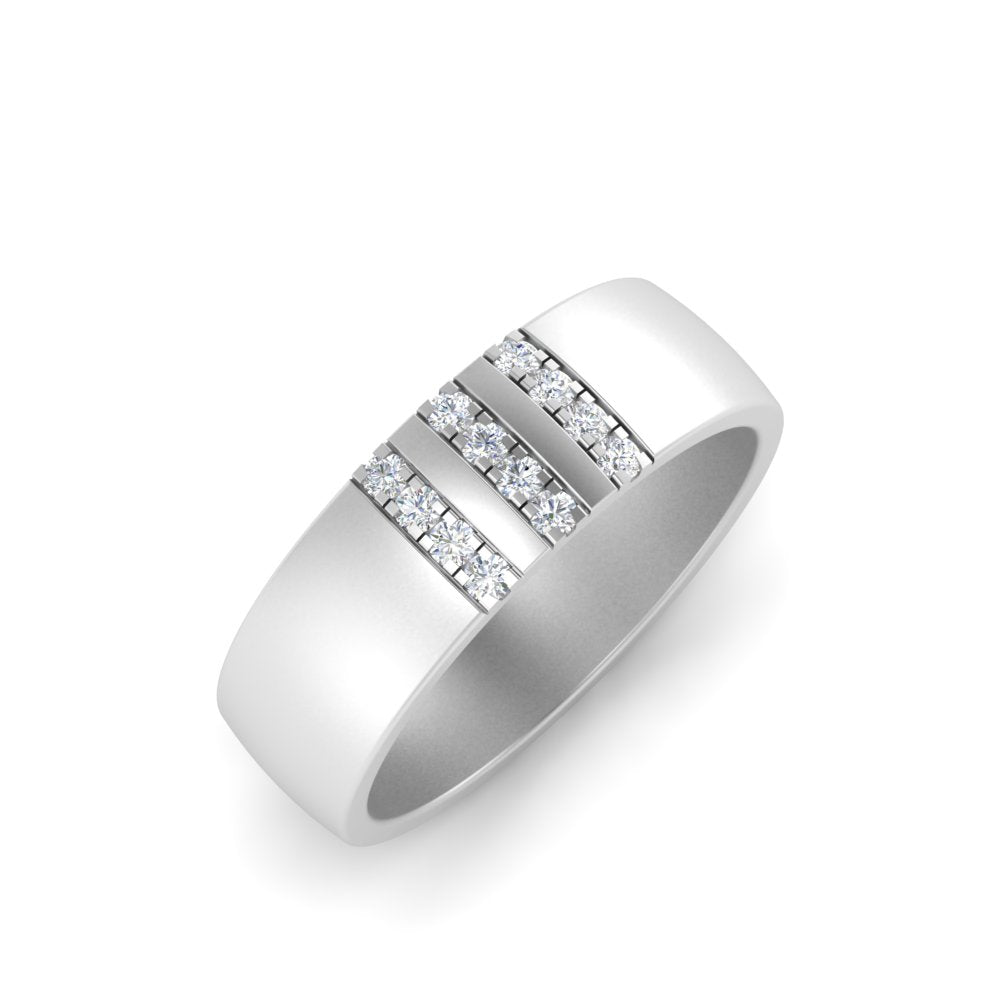 men’s round brilliant diamond triple row band | bezel set classic design