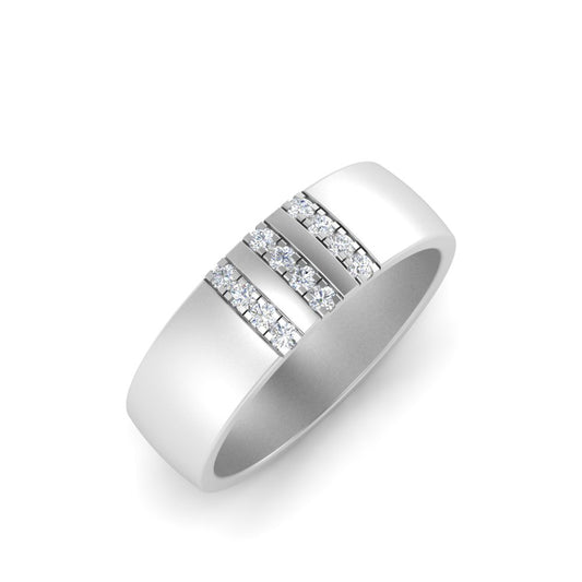 Men’s Round Brilliant Diamond Triple Row Band | Bezel Set Classic Design