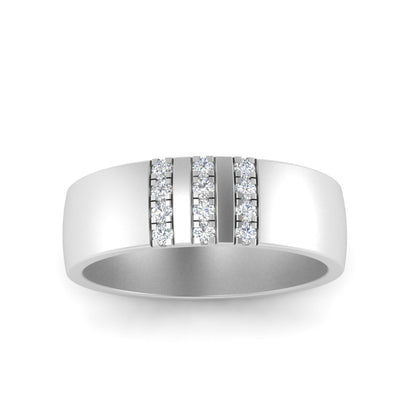 Men’s Round Brilliant Diamond Triple Row Band | Bezel Set Classic Design