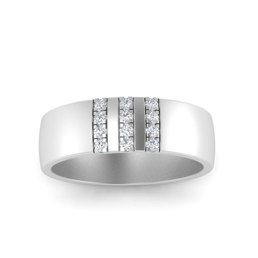 Men’s Round Brilliant Diamond Triple Row Band | Bezel Set Classic Design