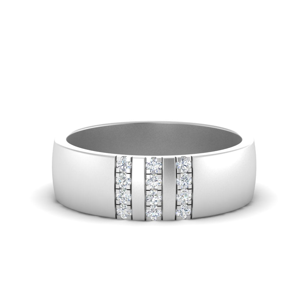 men’s round brilliant diamond triple row band | bezel set classic design