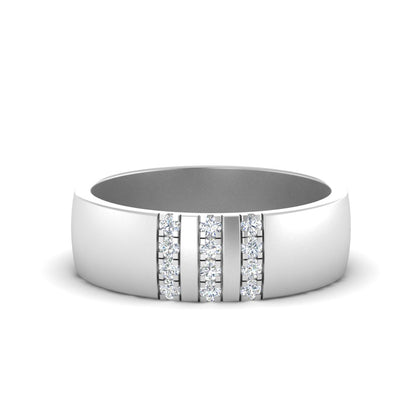 Men’s Round Brilliant Diamond Triple Row Band | Bezel Set Classic Design