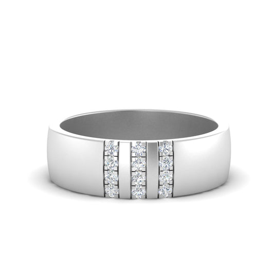 Men’s Round Brilliant Diamond Triple Row Band | Bezel Set Classic Design