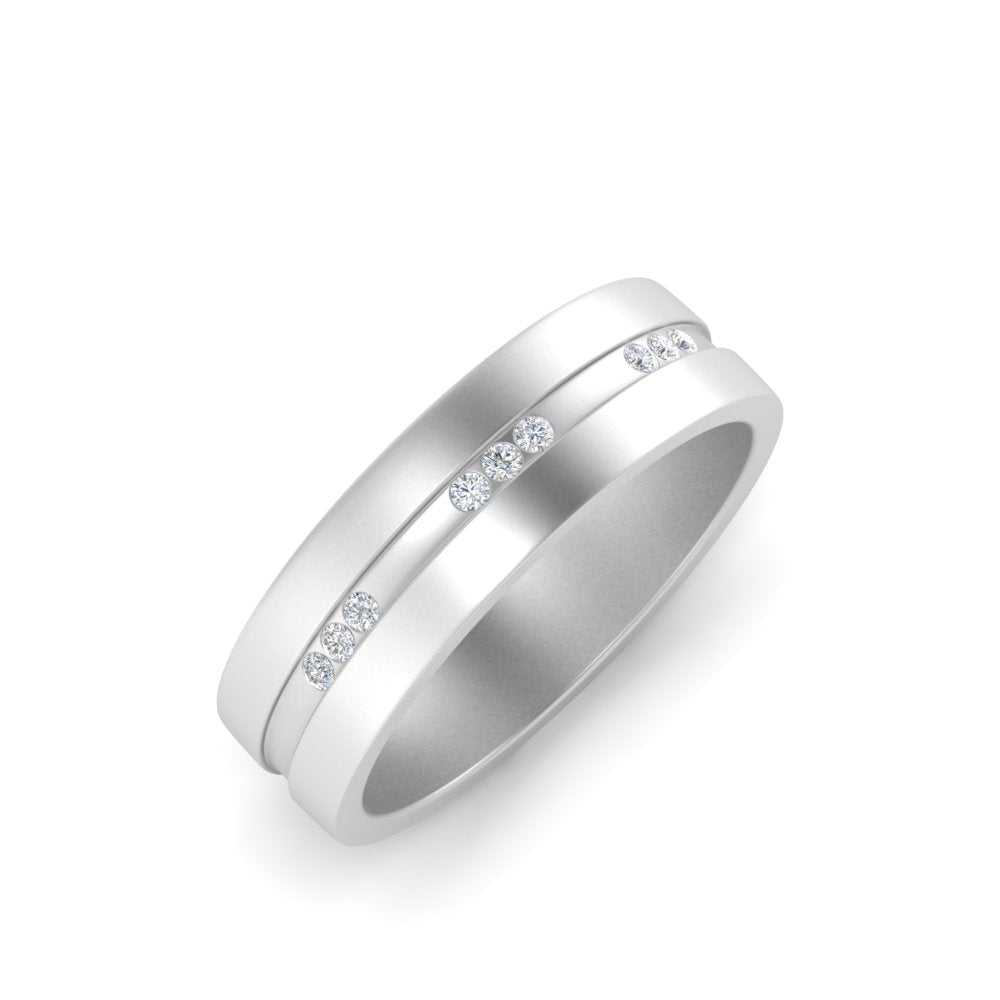 men’s three stone round diamond ring | balanced harmony design
