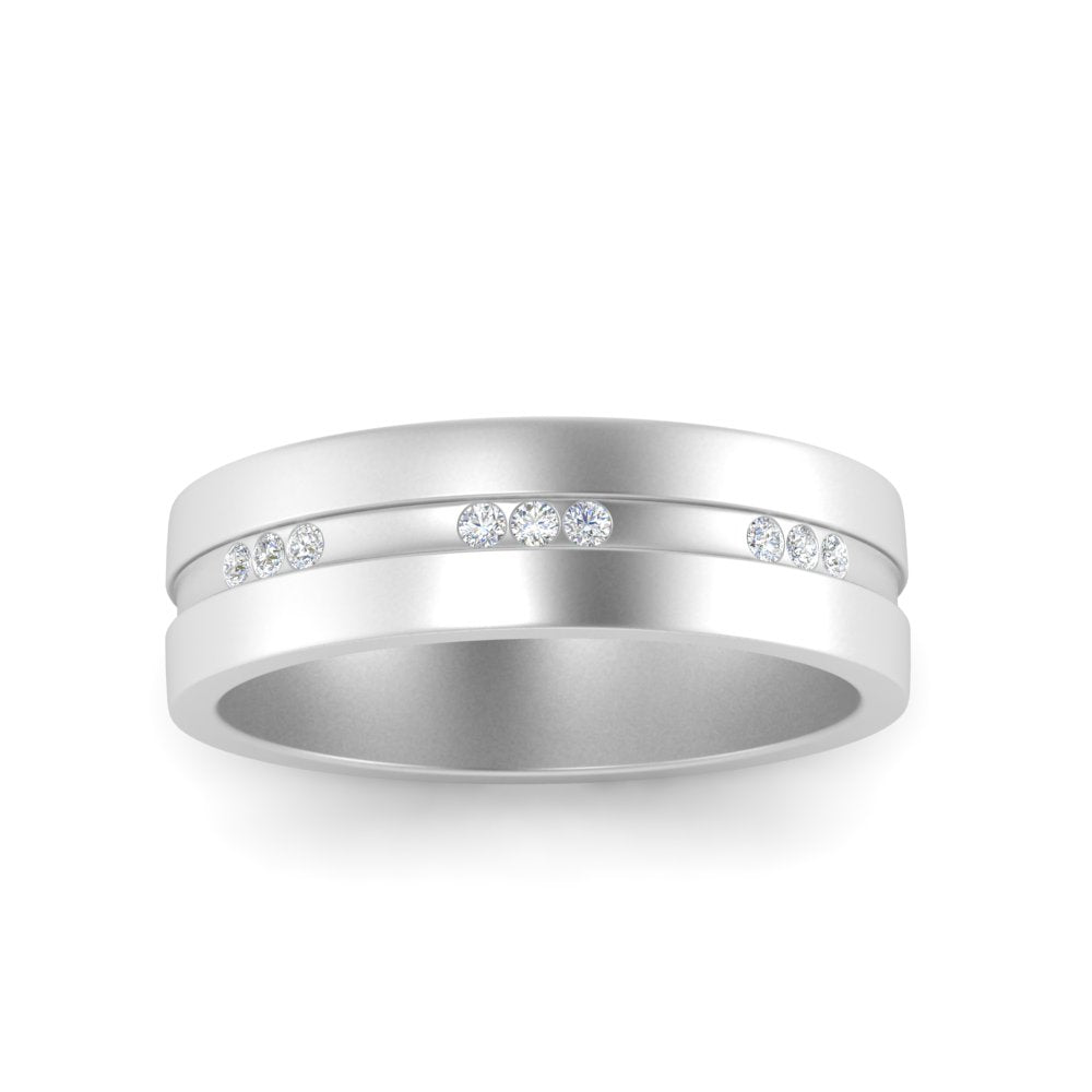 men’s three stone round diamond ring | balanced harmony design