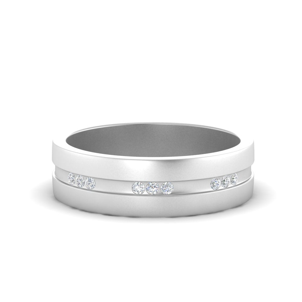 men’s three stone round diamond ring | balanced harmony design