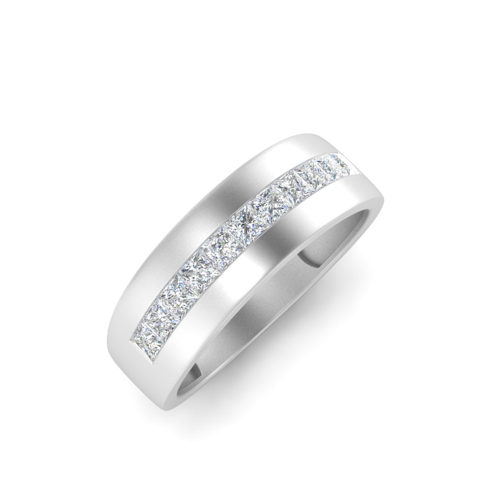 men’s princess cut diamond channel band | milgrain classic setting