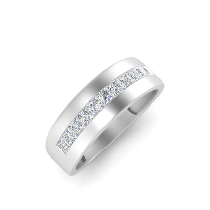 Men’s Princess Cut Diamond Channel Band | Milgrain Classic Setting