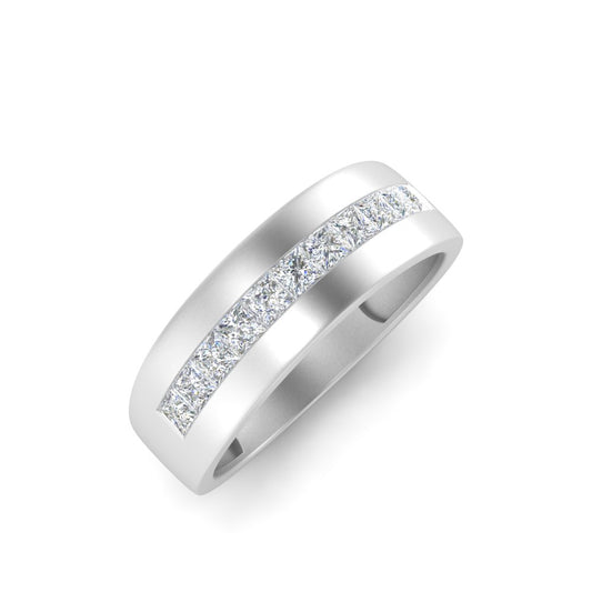 Men’s Princess Cut Diamond Channel Band | Milgrain Classic Setting