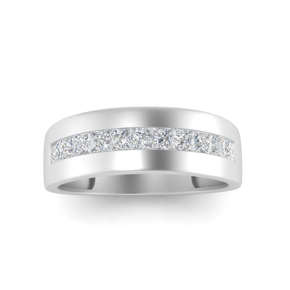 men’s princess cut diamond channel band | milgrain classic setting