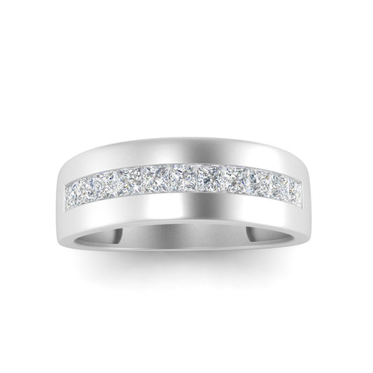 Men’s Princess Cut Diamond Channel Band | Milgrain Classic Setting