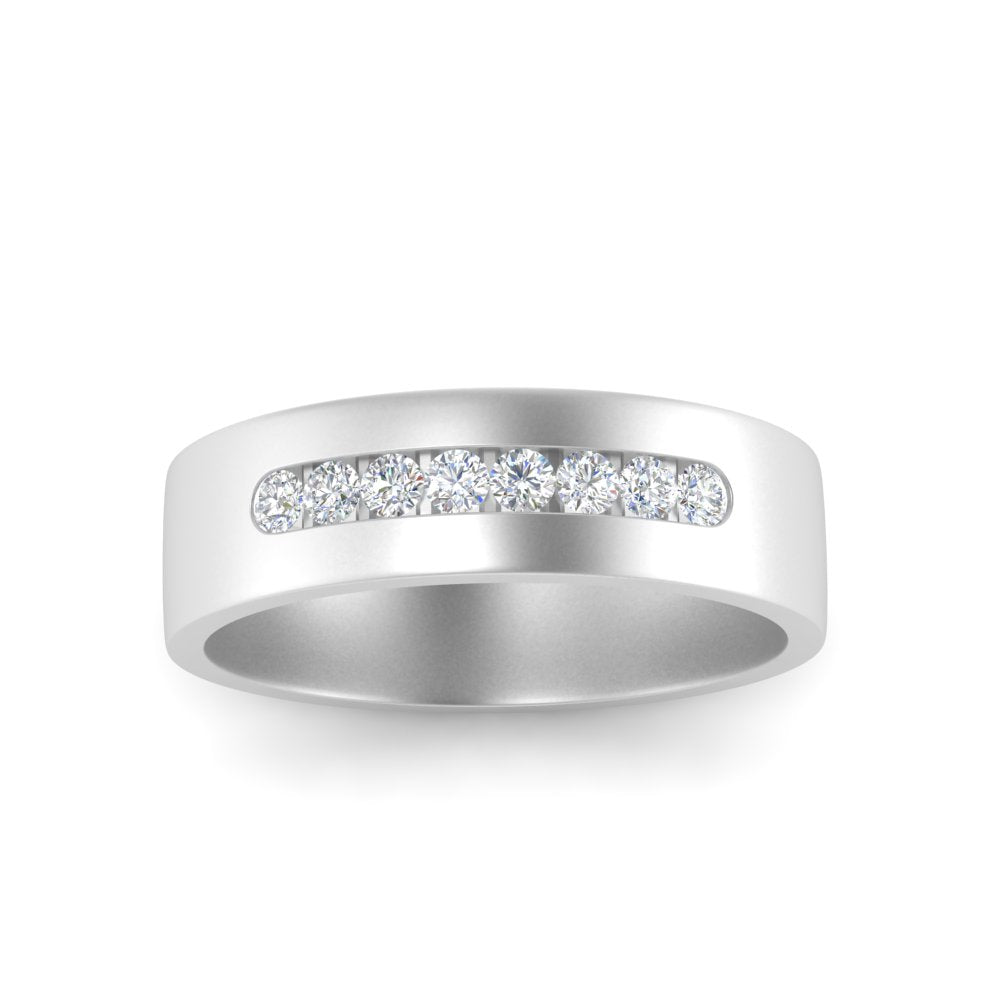 men’s round diamond channel set band | nine stone classic design