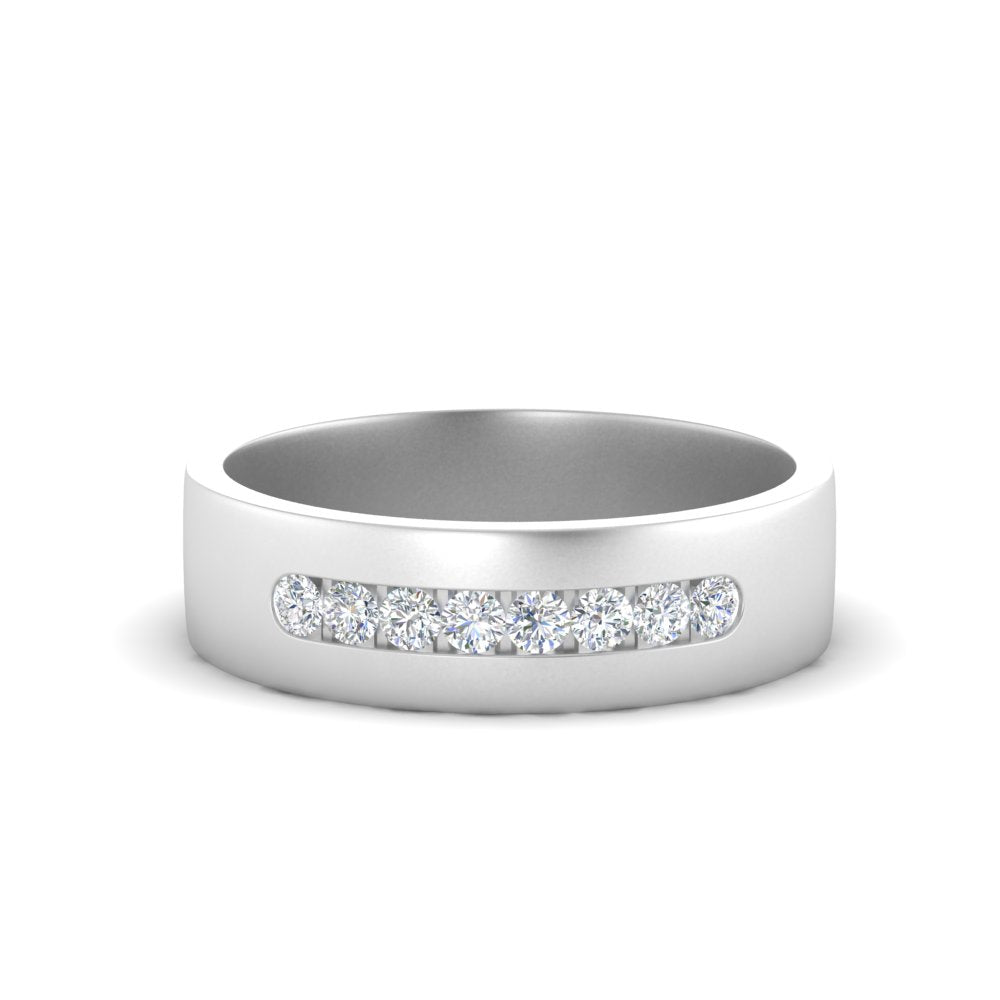 men’s round diamond channel set band | nine stone classic design