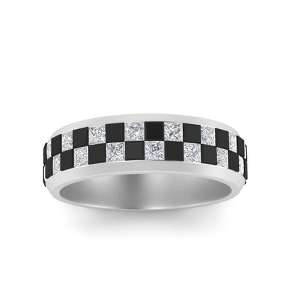 Men’s Black and White Diamond Band | Princess Cut Contrast Design