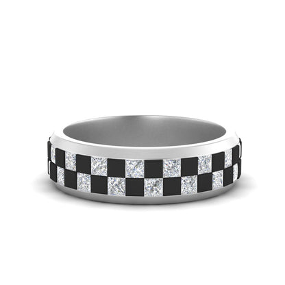 Men’s Black and White Diamond Band | Princess Cut Contrast Design