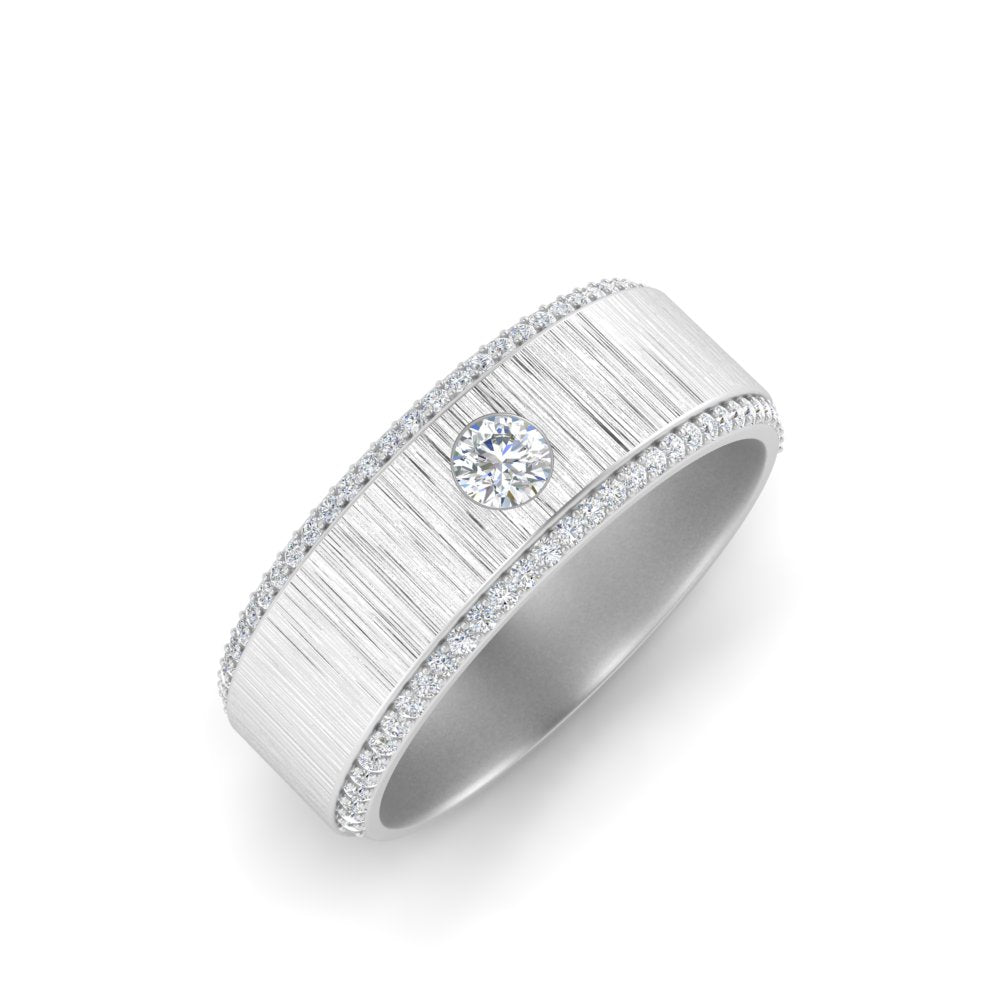 men’s round solitaire diamond band | brushed finish classic design