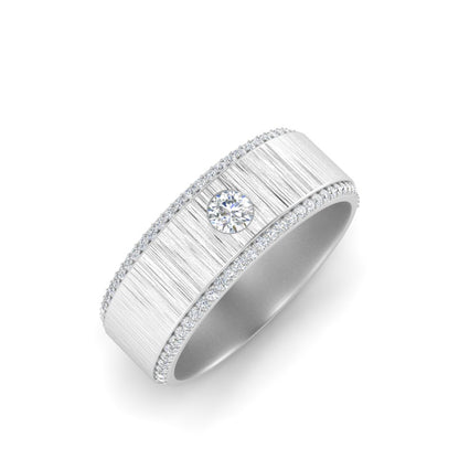 Men’s Round Solitaire Diamond Band | Brushed Finish Classic Design