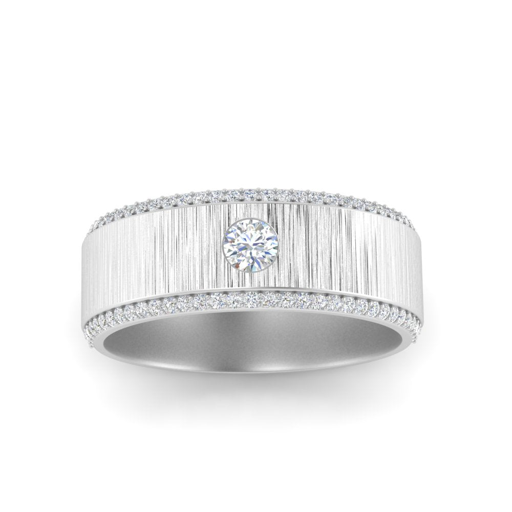 men’s round solitaire diamond band | brushed finish classic design