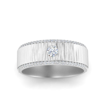 Men’s Round Solitaire Diamond Band | Brushed Finish Classic Design