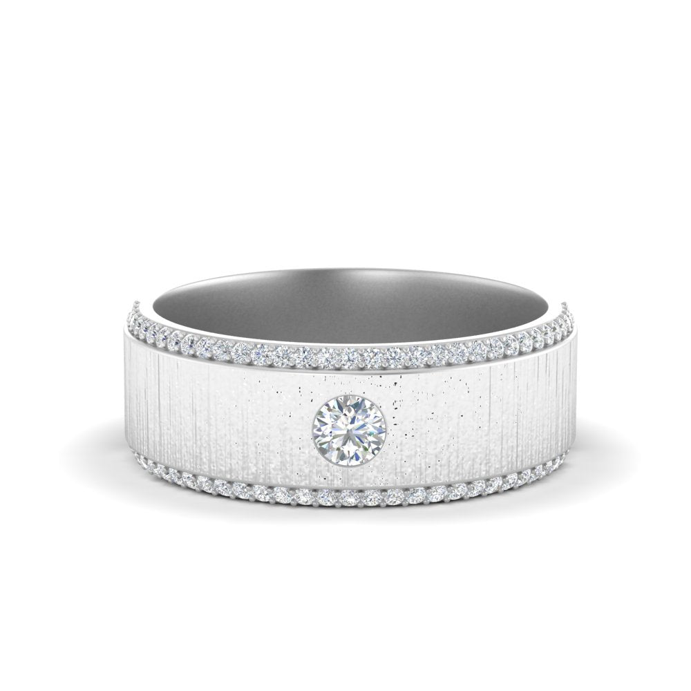 men’s round solitaire diamond band | brushed finish classic design