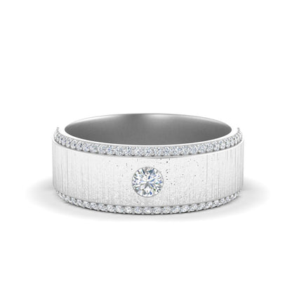 Men’s Round Solitaire Diamond Band | Brushed Finish Classic Design