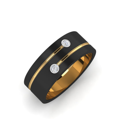Men’s Black Finish Diamond Band | Dual Tone Wrap Design