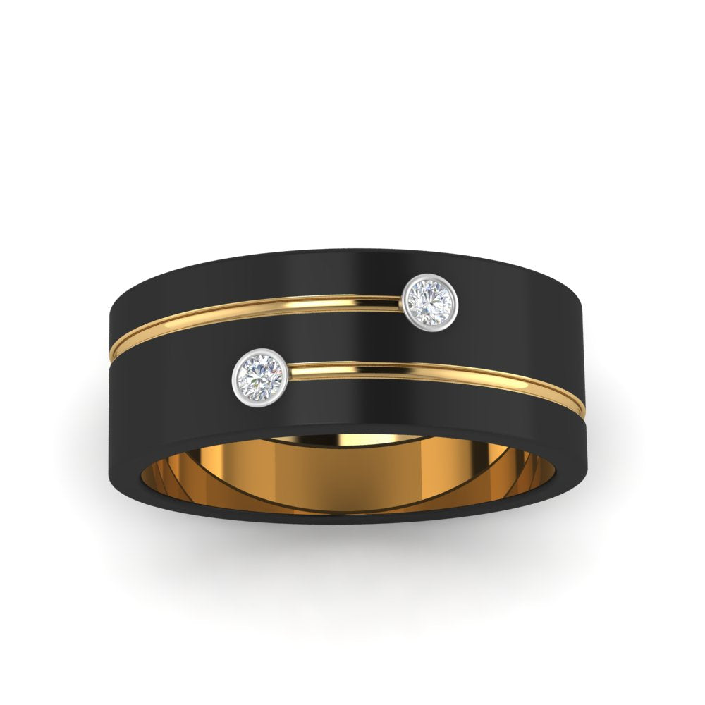 men’s black finish diamond band | dual tone wrap design