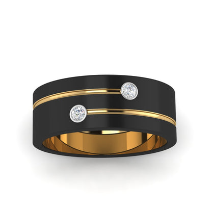 Men’s Black Finish Diamond Band | Dual Tone Wrap Design