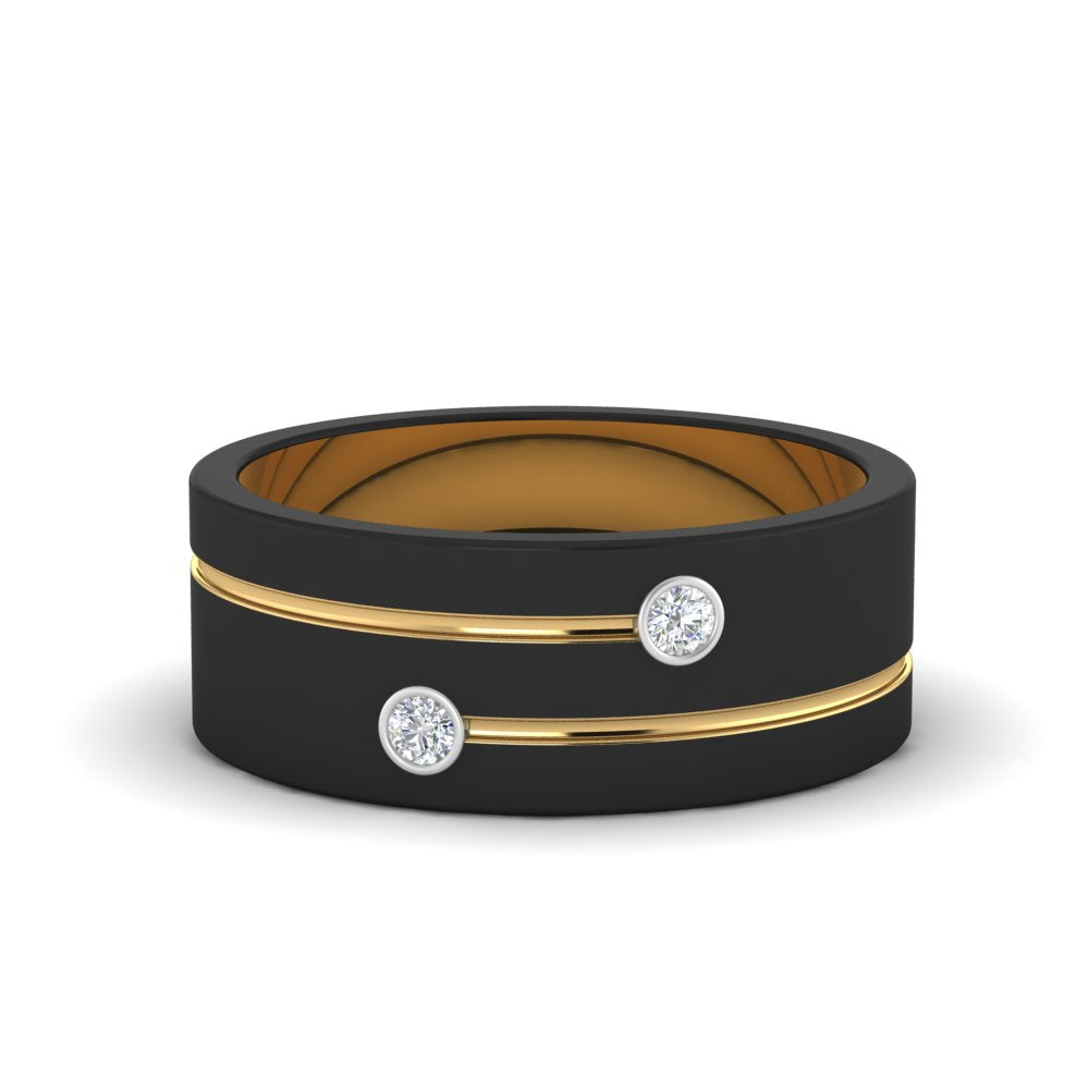men’s black finish diamond band | dual tone wrap design