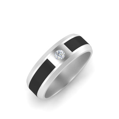 Men’s Black Jade and Round Diamond Band | Inlay Contrast Design