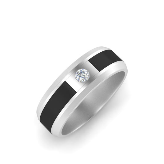 Men’s Black Jade and Round Diamond Band | Inlay Contrast Design