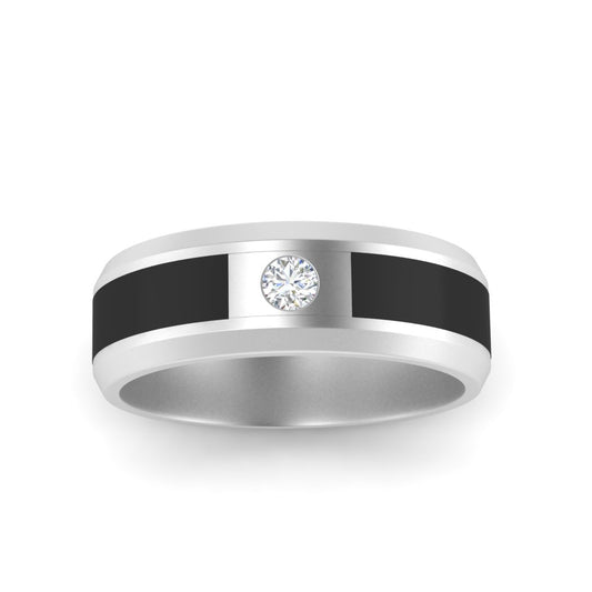 Men’s Black Jade and Round Diamond Band | Inlay Contrast Design