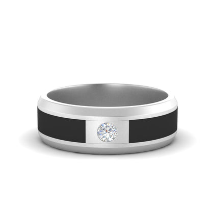 Men’s Black Jade and Round Diamond Band | Inlay Contrast Design