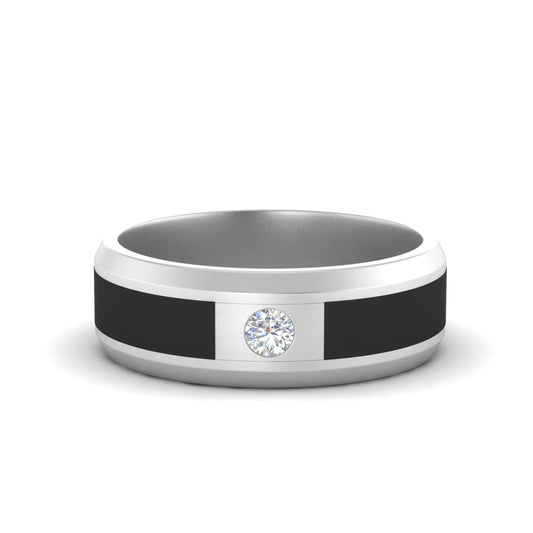 Men’s Black Jade and Round Diamond Band | Inlay Contrast Design