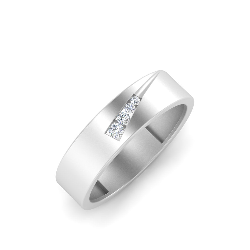 men’s round diamond channel band | diagonal curve modern design