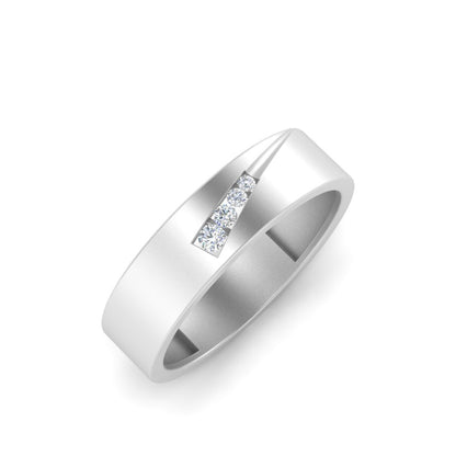 Men’s Round Diamond Channel Band | Diagonal Curve Modern Design