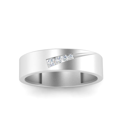 Men’s Round Diamond Channel Band | Diagonal Curve Modern Design