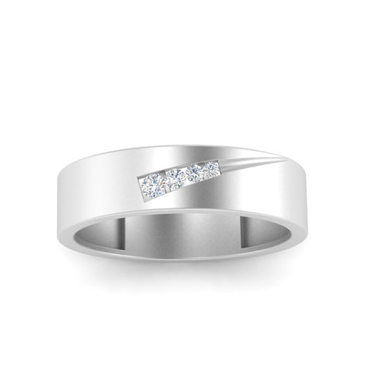 Men’s Round Diamond Channel Band | Diagonal Curve Modern Design