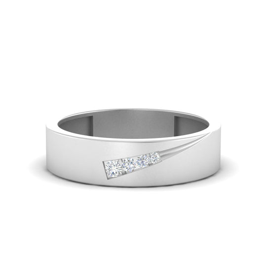 Men’s Round Diamond Channel Band | Diagonal Curve Modern Design