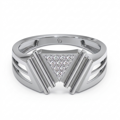 Men’s Triangle Pavé Diamond Ring | Modern Geometric Statement Design