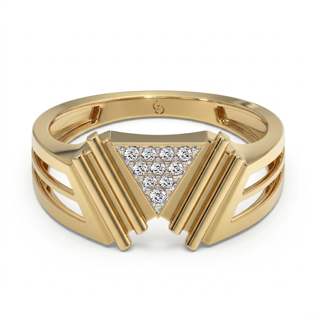 men’s triangle pavé diamond ring | modern geometric statement design
