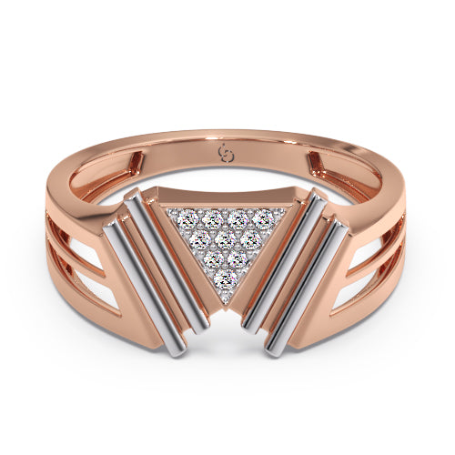 men’s triangle pavé diamond ring | modern geometric statement design