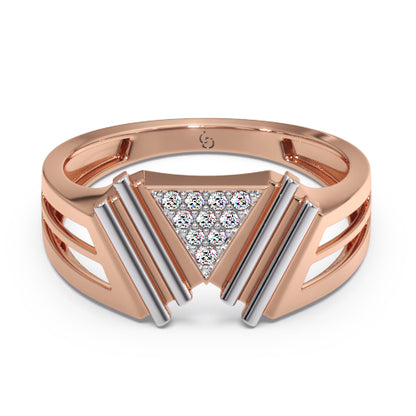 Men’s Triangle Pavé Diamond Ring | Modern Geometric Statement Design