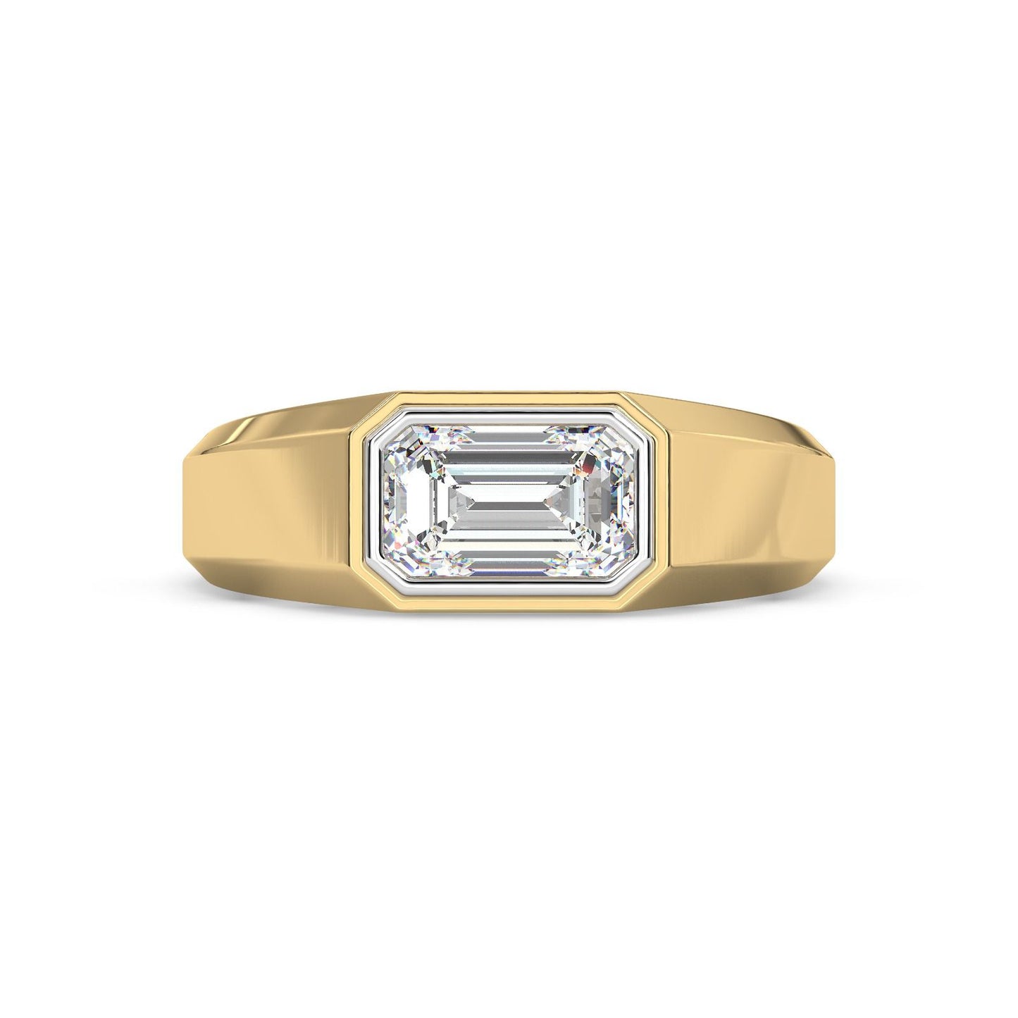 men’s emerald cut diamond ring | sleek bezel set solitaire design
