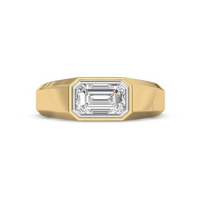 Men’s Emerald Cut Diamond Ring | Sleek Bezel Set Solitaire Design