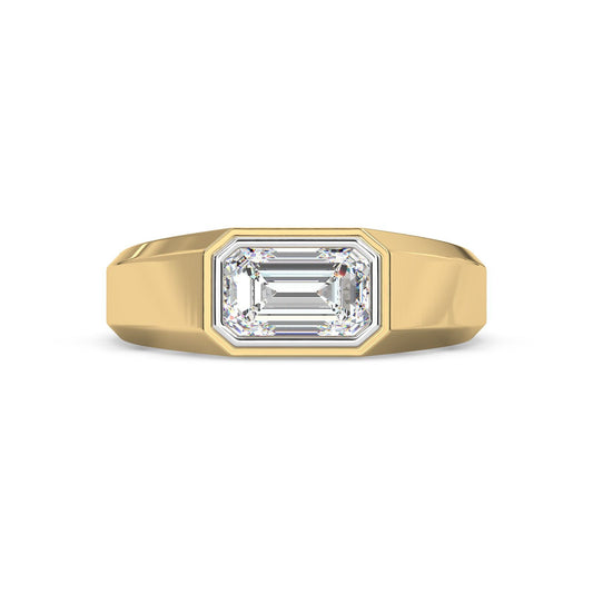 Men’s Emerald Cut Diamond Ring | Sleek Bezel Set Solitaire Design
