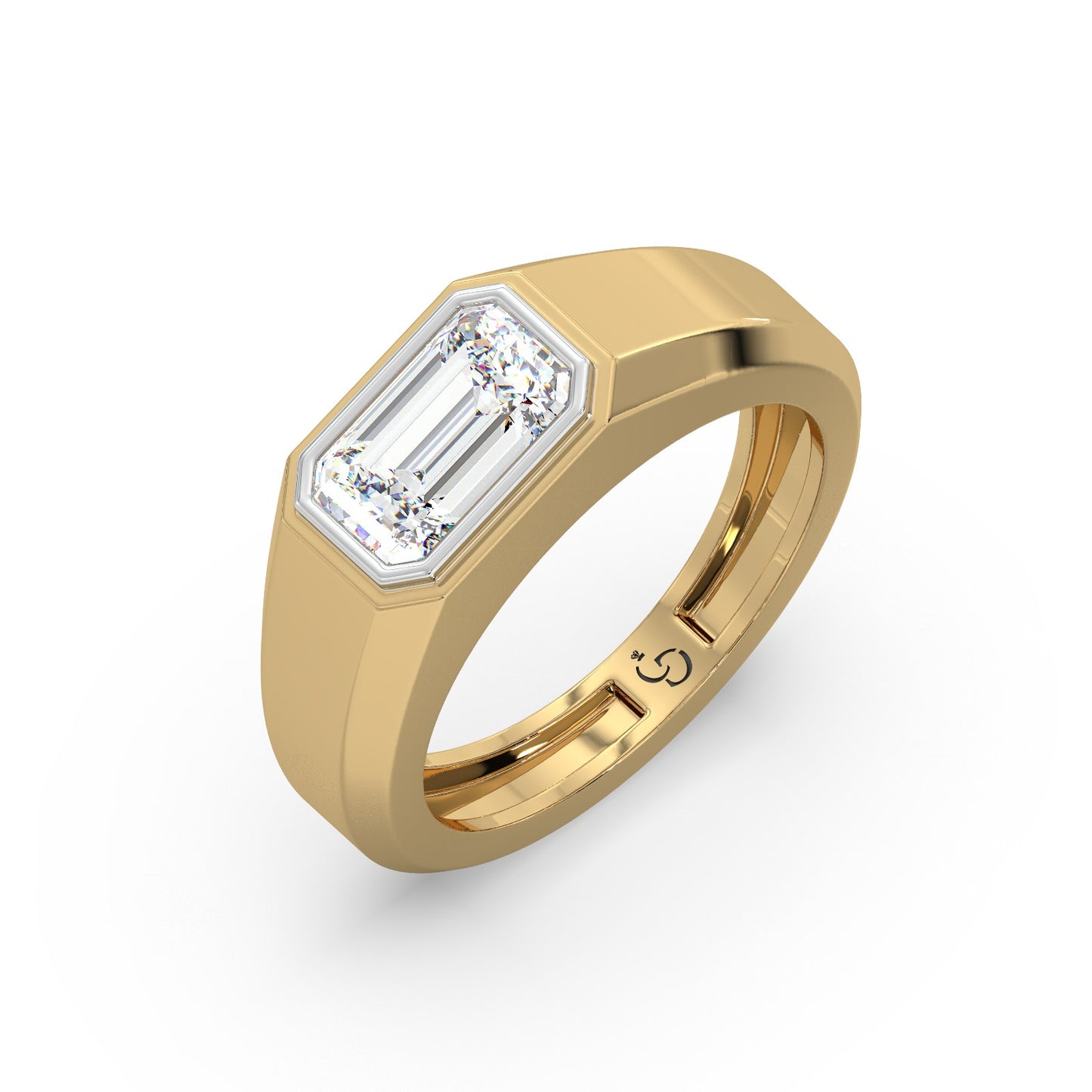men’s emerald cut diamond ring | sleek bezel set solitaire design