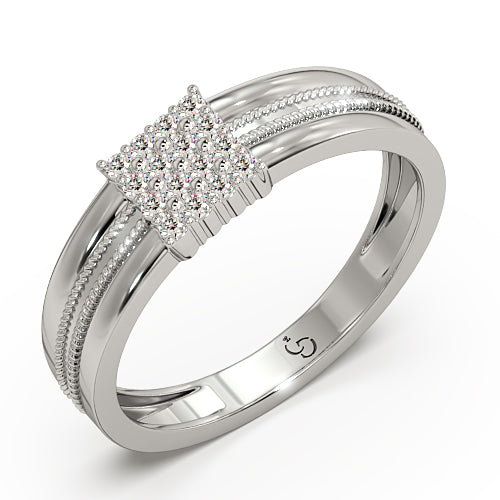 men’s square cluster diamond ring | two tone bold statement design