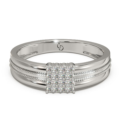Men’s Square Cluster Diamond Ring | Two Tone Bold Statement Design
